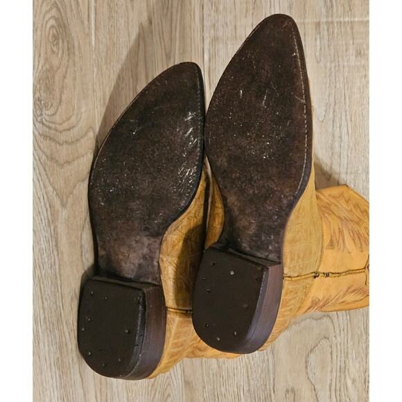 Carreta Cowboy Western Crocodile Tan Leather Boots Mens Size US 10 Mex 28.5 - Picture 4 of 11